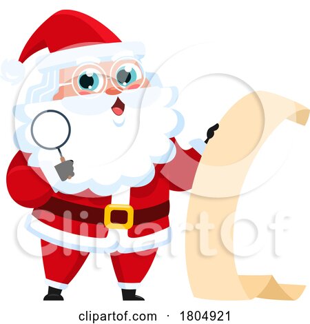 Cartoon Xmas Santa Claus Checking His List by Hit Toon