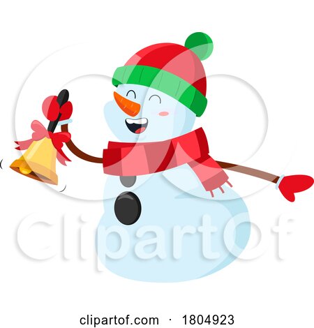 Cartoon Xmas Snowman Ringing a Bell by Hit Toon