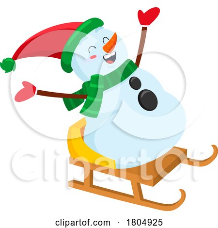 Cartoon Xmas Snowman Sledding by Hit Toon
