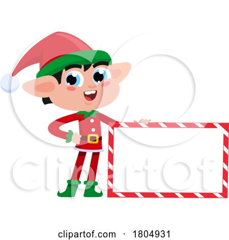 Cartoon Xmas Elf with a Sign by Hit Toon