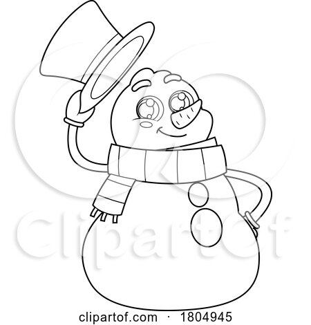 Cartoon Black and White Xmas Snowman by Hit Toon