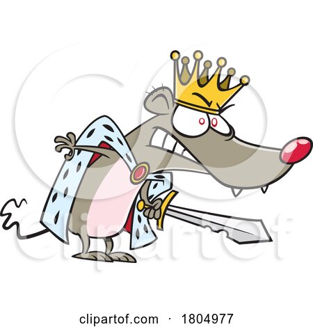 Cartoon Mouse or Rat King Wielding a Sword by toonaday