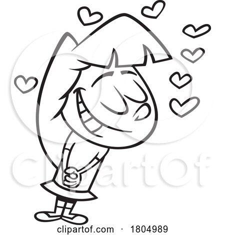 Cartoon Black and White Sweet Girl in Love by toonaday