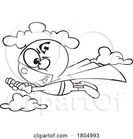 Cartoon Black and White Flying G Super Boy by toonaday