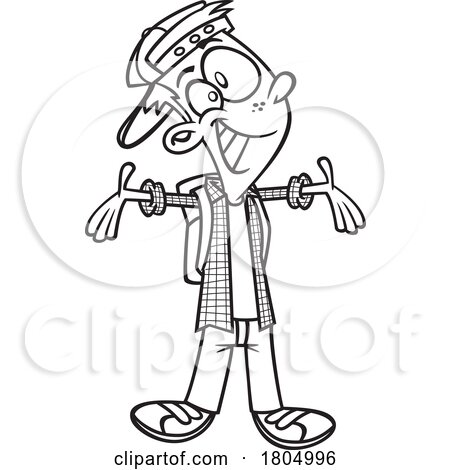 Cartoon Black and White Teen Student with Welcoming Open Arms by toonaday