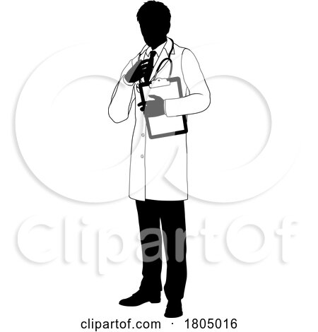 Doctor Man Medical Clipboard Silhouette Person by AtStockIllustration