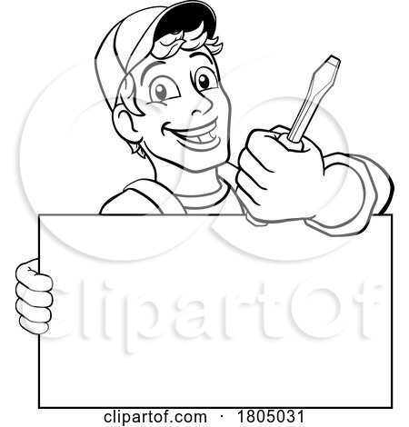 Electrician Handyman Screwdriver Cartoon Mascot by AtStockIllustration