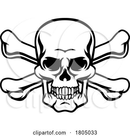 Skull and Crossbones Pirate Grim Reaper Cartoon by AtStockIllustration