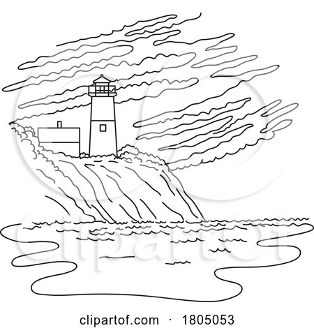 Nauset Light or Lighthouse on Cape Cod Massachusetts USA Mono Line Art by patrimonio