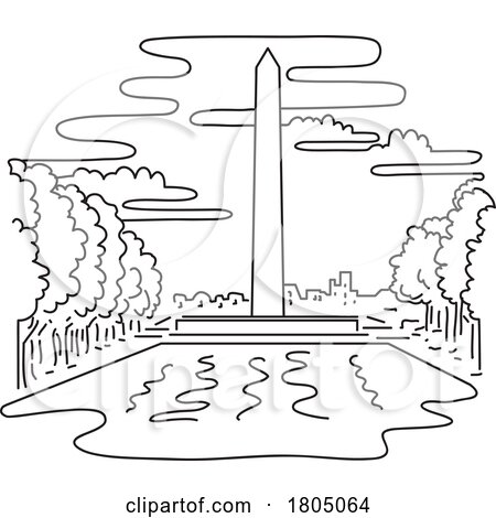 Washington Monument in Washington Dc Mono Line Art by patrimonio