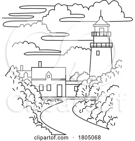 Highland Light or Cape Cod Lighthouse in Massachusetts USA Mono Line Art by patrimonio