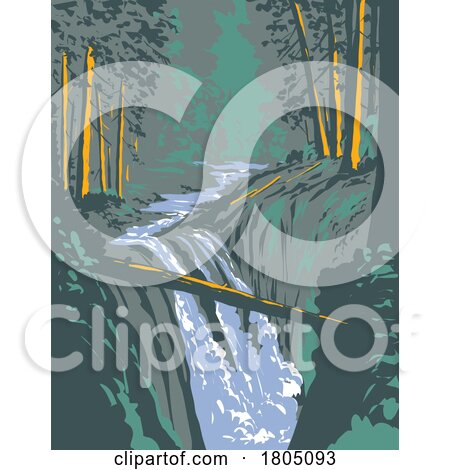 Sol Duc Falls on Soleduck River Olympic National Park Washington State WPA Poster Art by patrimonio