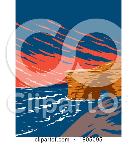 Sunset Cliffs in Point Loma San Diego California WPA Poster Art by patrimonio