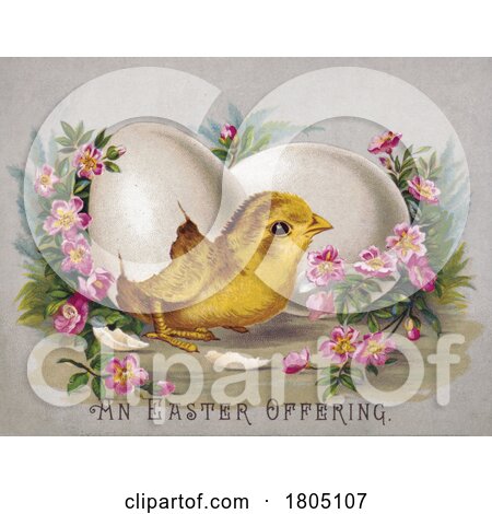 Hatching Chick with Flowers over an Easter Offering by JVPD
