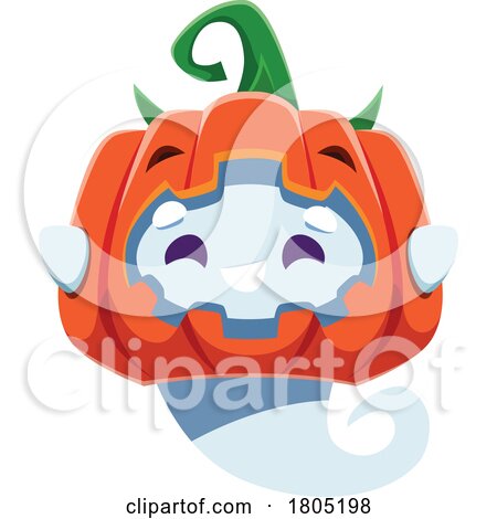 Cute Halloween Ghost Wearing a Jackolantern by Vector Tradition SM