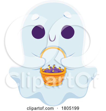 Cute Halloween Ghost Trick or Treating by Vector Tradition SM