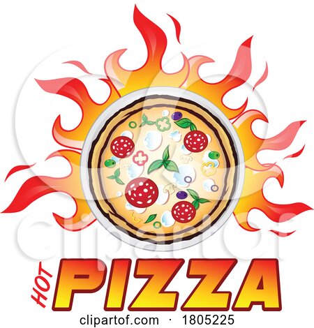 Hot Pizza Logo with Flames by Domenico Condello