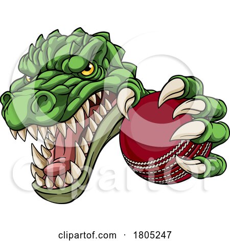 Crocodile Dinosaur Alligator Cricket Sports Mascot by AtStockIllustration