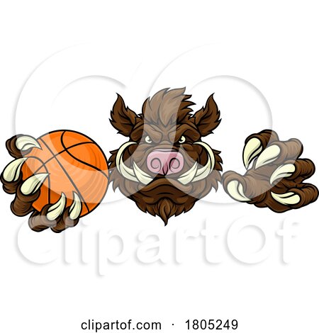 Boar Wild Hog Razorback Warthog Basketball Mascot by AtStockIllustration