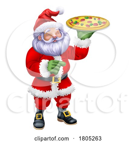Christmas Santa Claus Father Christmas Pizza Chef by AtStockIllustration