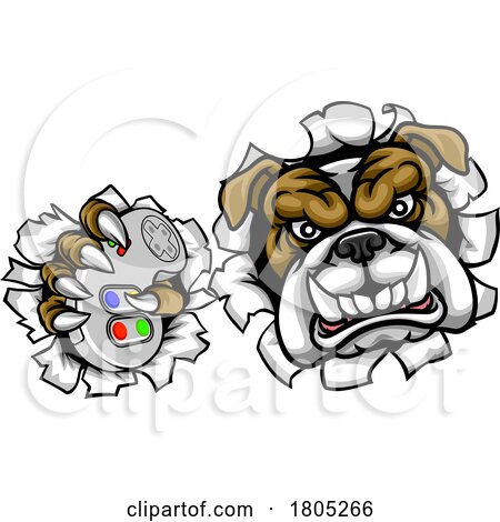 Bulldog Dog Video Gaming Gamer Sports Mascot by AtStockIllustration