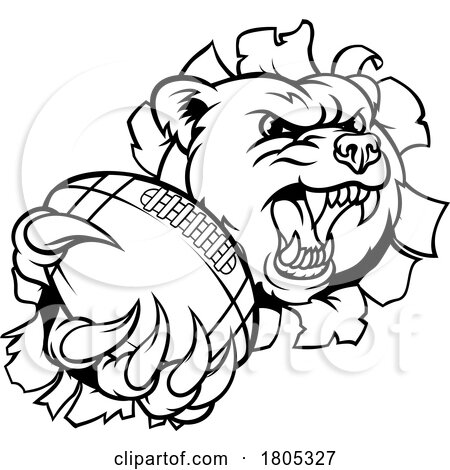 Bear Animal American Football Ball Sports Mascot by AtStockIllustration