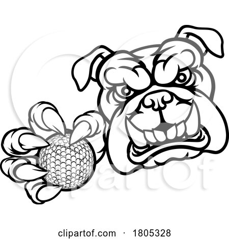 Bulldog Dog Animal Golf Ball Sports Mascot by AtStockIllustration