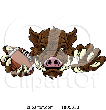 Boar Wild Hog Razorback Warthog Football Mascot by AtStockIllustration