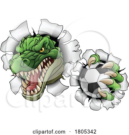 Crocodile Dinosaur Alligator Soccer Sports Mascot by AtStockIllustration