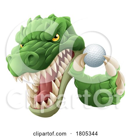 Crocodile Dinosaur Alligator Golf Sports Mascot by AtStockIllustration