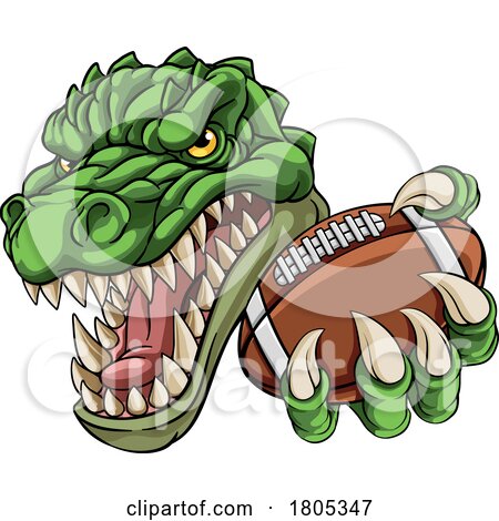 Crocodile Dinosaur Alligator Football Sport Mascot by AtStockIllustration