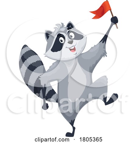 Raccoon with a Red Flag by Vector Tradition SM