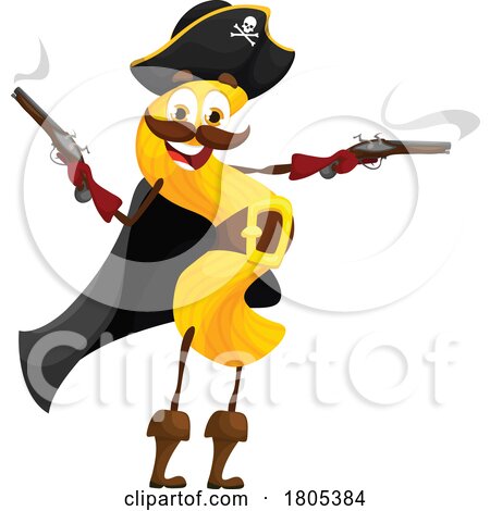 Pirate Cavatappi Pasta Mascot by Vector Tradition SM