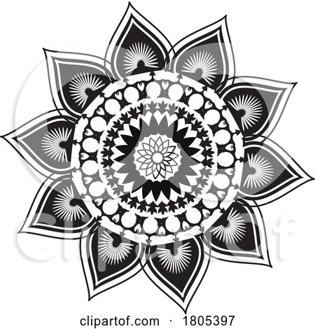 Black and White Henna Mandala by Vitmary Rodriguez
