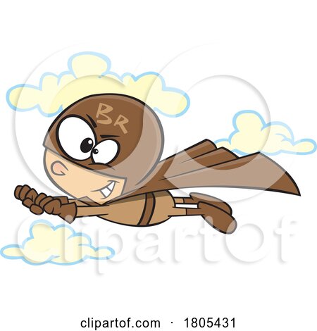 Cartoon Super Boy Flying in a Brown Suit by toonaday
