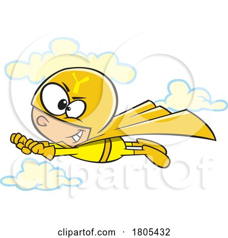 Cartoon Super Boy Flying in a Yellow Suit by toonaday