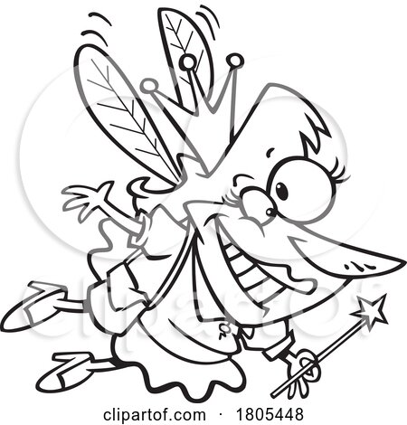 Cartoon Black and White Flying Tooth Fairy by toonaday