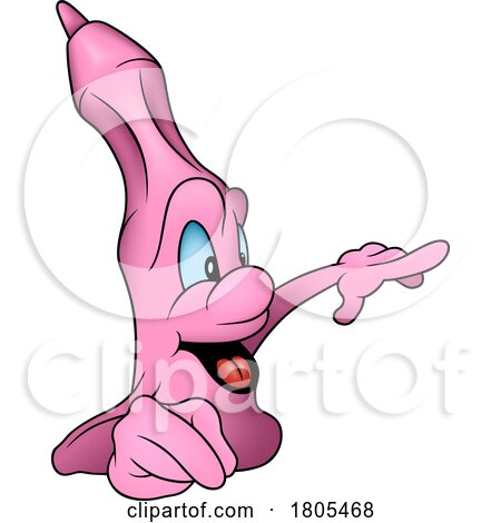 Cartoon Pointing Pink Marker Mascot by dero