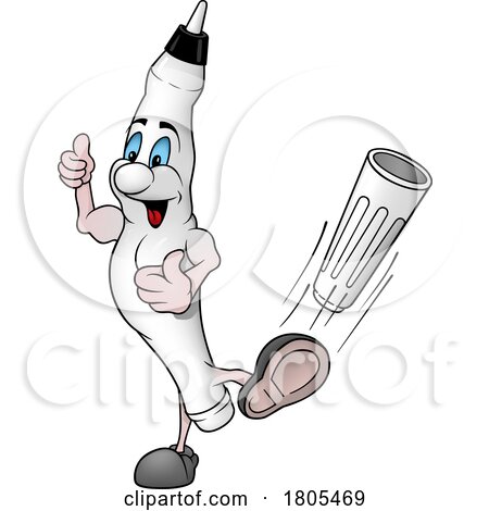Cartoon White Marker Mascot Kicking a Cap by dero