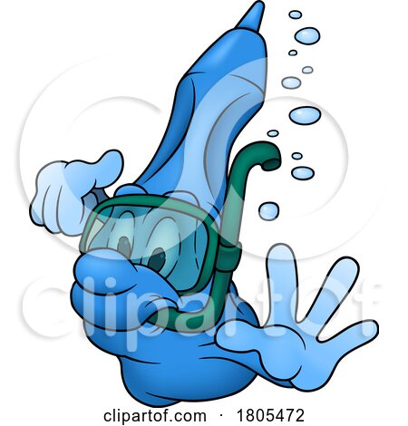Cartoon Blue Scuba Diving Marker Mascot by dero