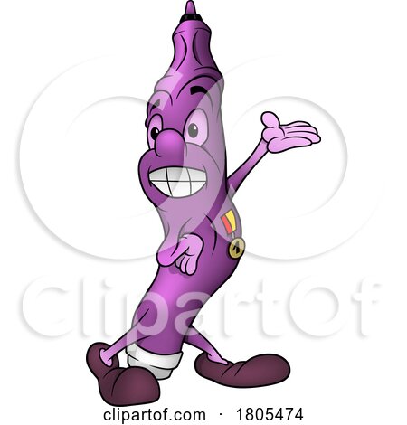 Cartoon Presenting Purple Marker Mascot by dero