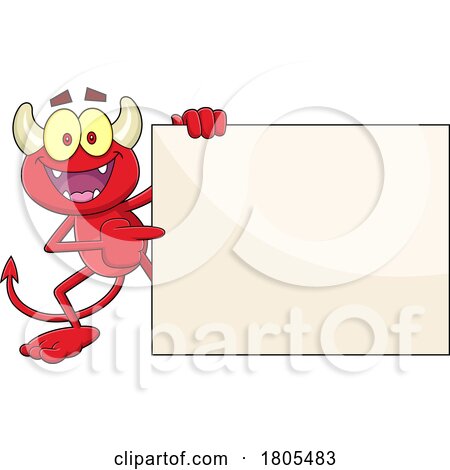 Cartoon Devil Pointing to a Sign by Hit Toon