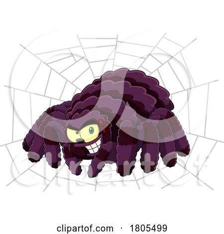 Cartoon Halloweens Spider Grinning on Its Web by Hit Toon