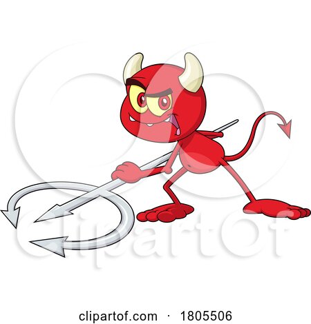 Cartoon Devil Threatening with a Pitchfork by Hit Toon