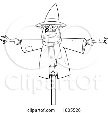 Cartoon Black and White Halloween Scarecrow by Hit Toon