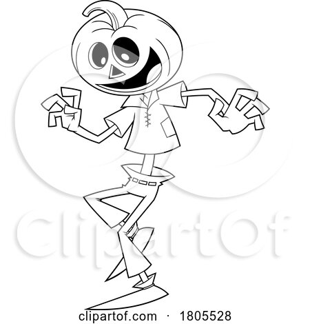 Cartoon Black and White Halloween Pumpkin Head Jack by Hit Toon