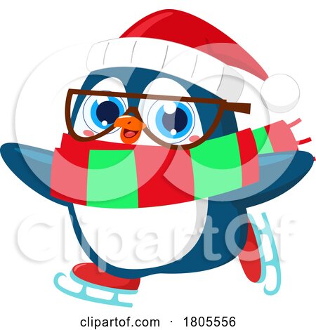 Cartoon Christmas Penguin Ice Skating by Hit Toon