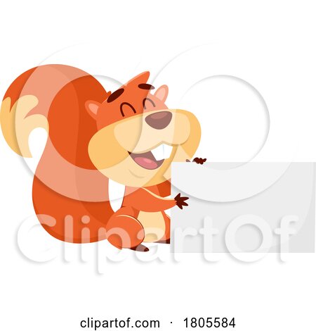 Cartoon Squirrel Holding a Sign by Hit Toon