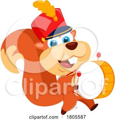 Cartoon Squirrel Marching Band Drummer by Hit Toon