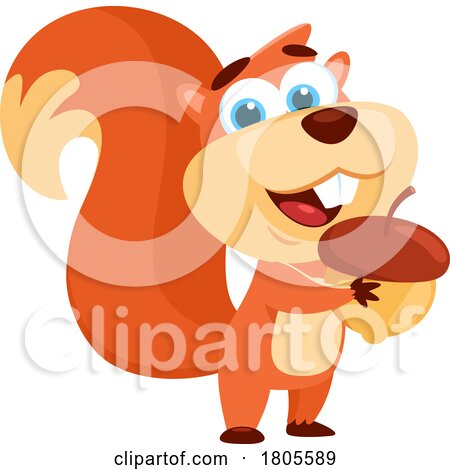 Cartoon Squirrel Holding an Acorn by Hit Toon